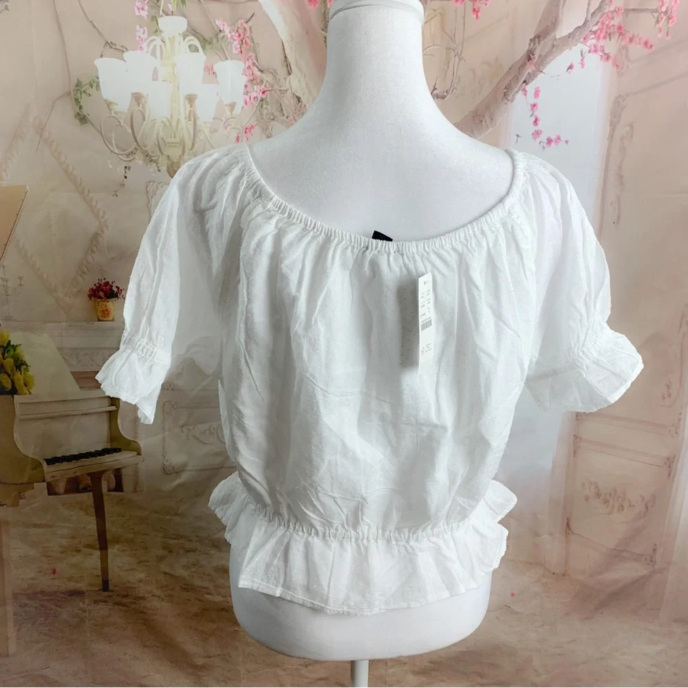 NEW J Crew Gathered Scoopneck top in Swiss-dot - Picture 9 of 12